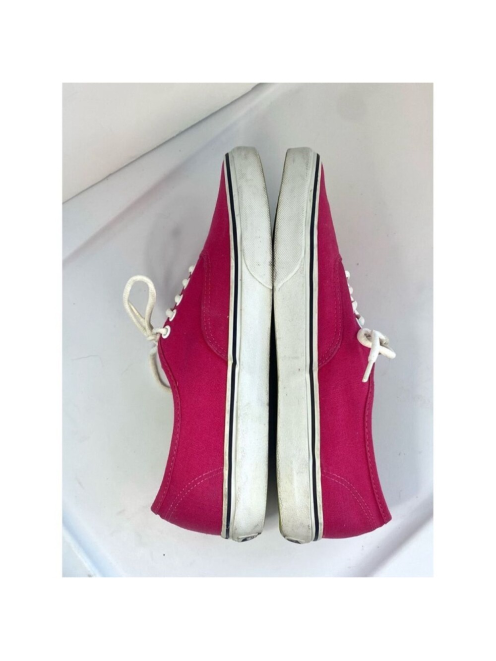 Vans Authentic Canvas Sneakers Shoes Hot Pink w/ Neon Laces - Picture 3 of 7